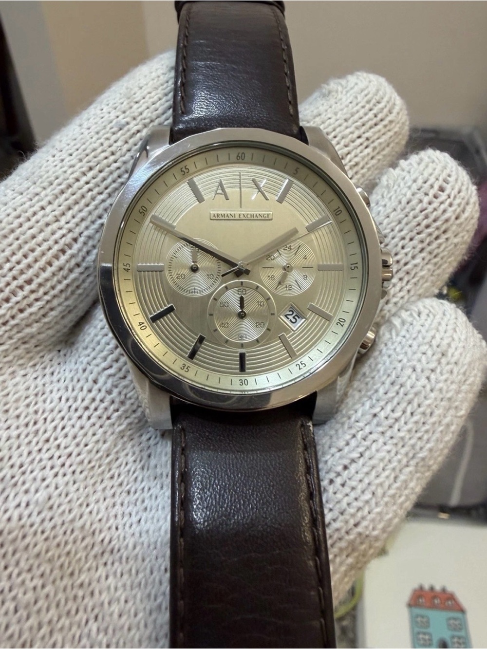 Armani Exchange Outerbanks AX2506 Mens Chronograph Brown Leather Watch 45mm AX